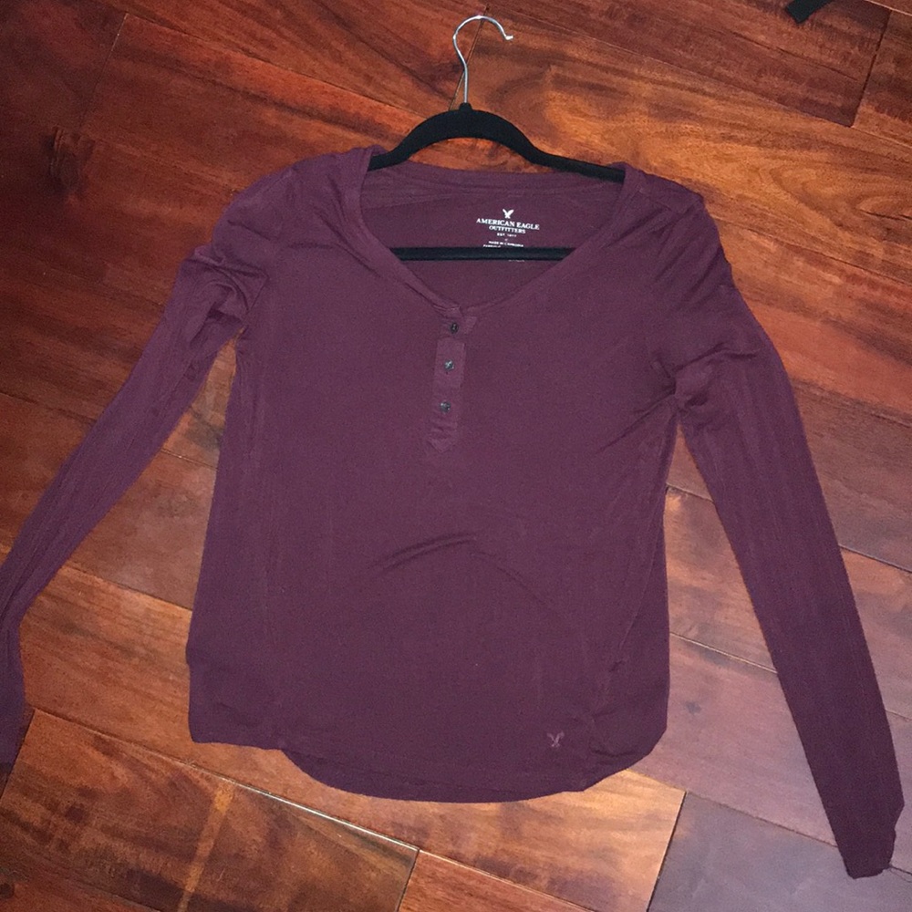 Maroon Long Sleeve Shirt from American Eagle